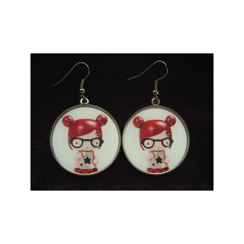 Boucles d'oreilles Kawaii, Dolls Alex, serties en résine