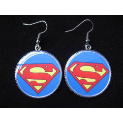 Vintage earrings, Super heros, set in resin