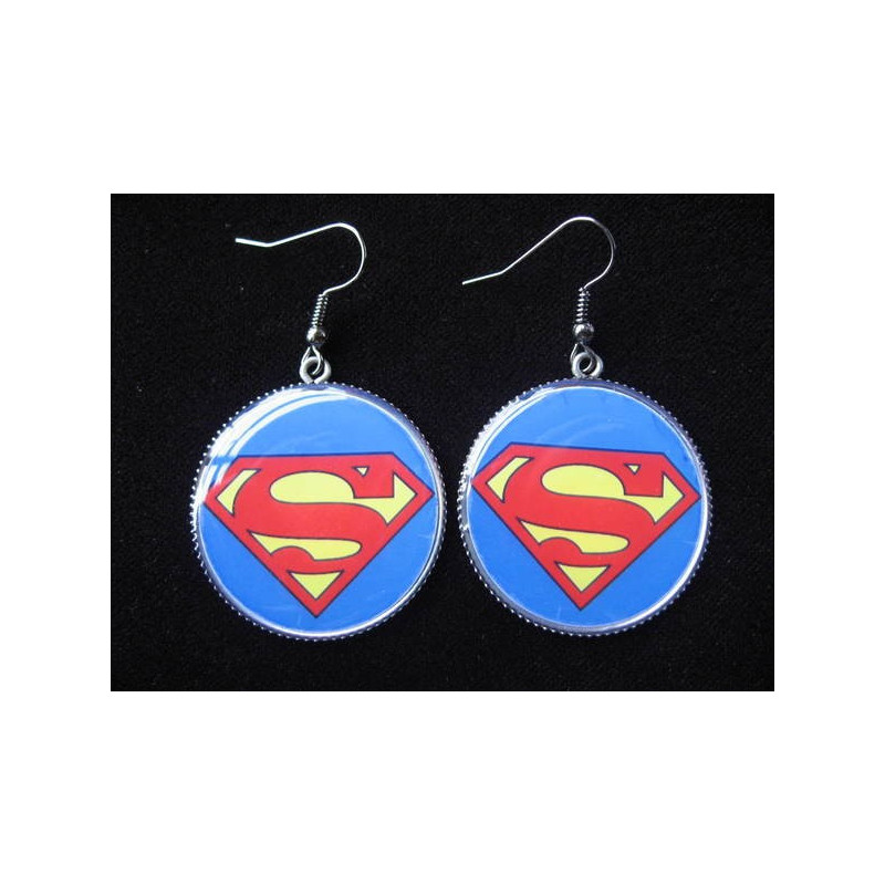 Vintage earrings, Super heros, set in resin