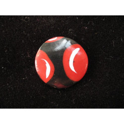 Petite bague ronde noire/rouge