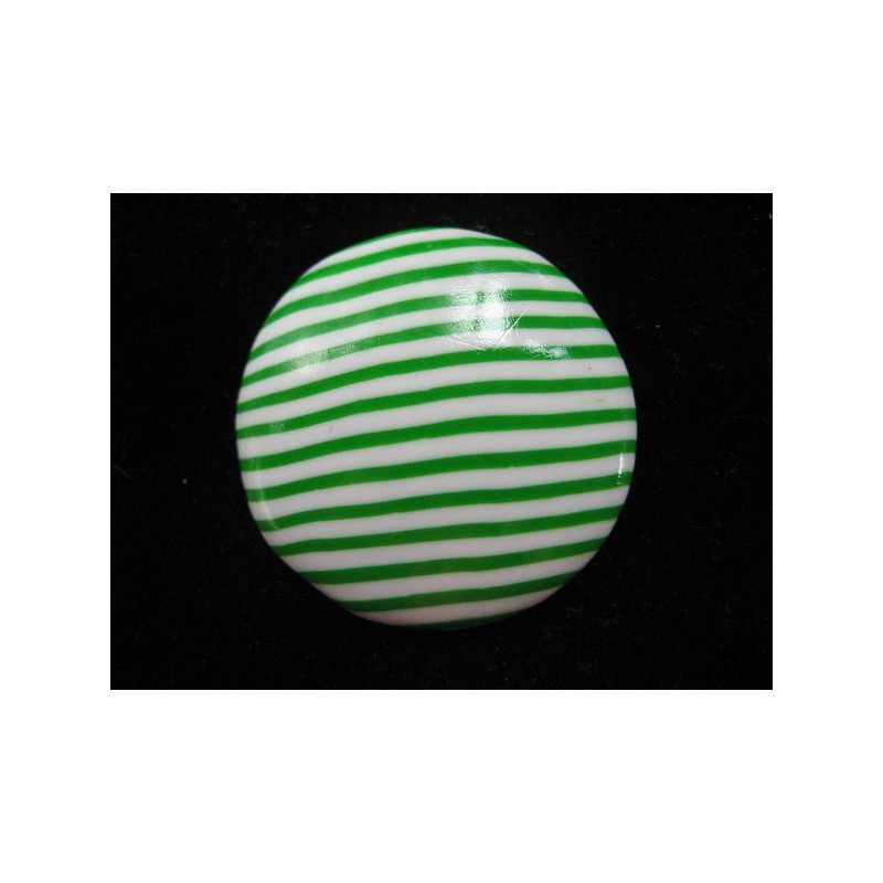 Grande bague ronde rayée verte/blanche