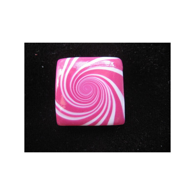 Petite bague carrée à spirale fushia/blanche