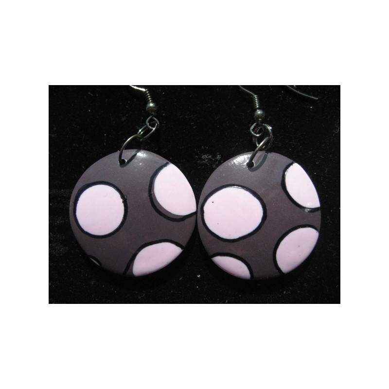 Grey/pink pop earrings