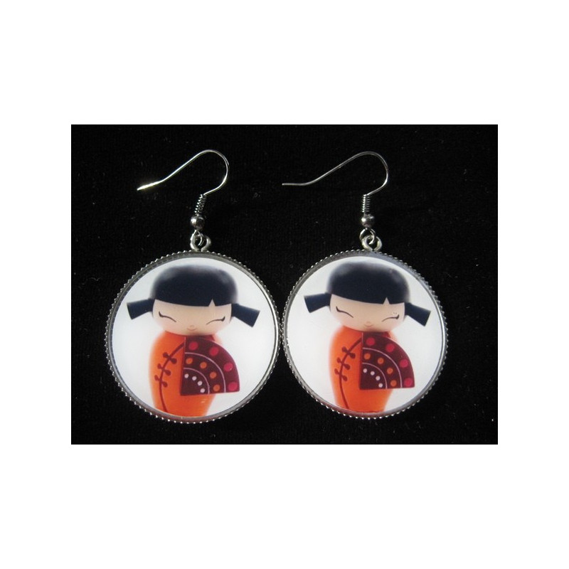 Boucles d'oreilles Kawai, Momiji Dolls Happy, serties en résine