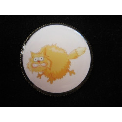 Fancy brooch, stressed cat, set with resin