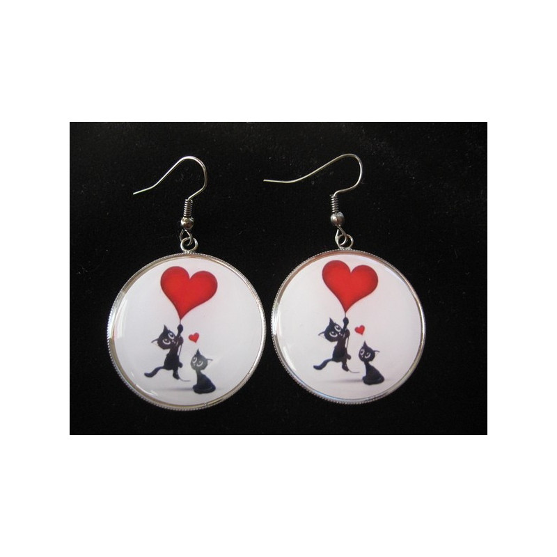 Boucles d'oreilles "Cats in love"