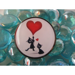 Fancy RING, Cats in love, set with resin