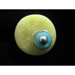 Grande bague pop, jaune/turquoise, en fimo