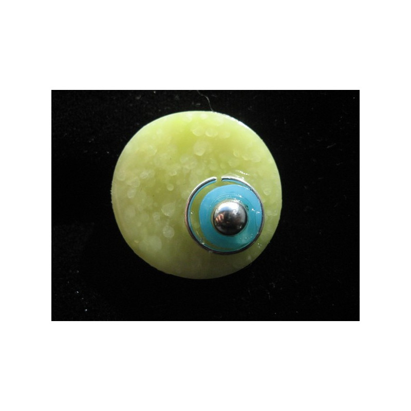 Grande bague pop, jaune/turquoise, en fimo