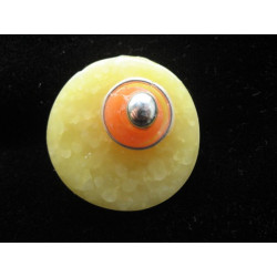 Grande bague pop, jaune/orange, en fimo