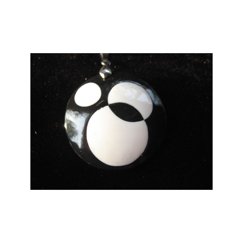 Black and white fimo pop pendant