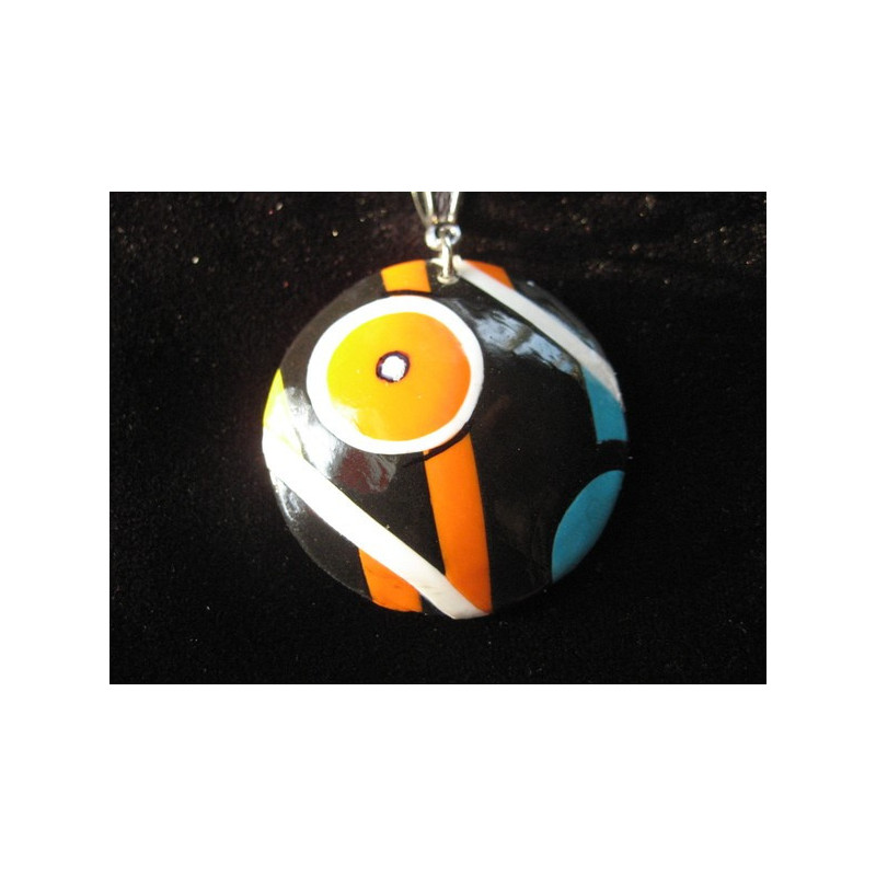 Black/orange/turquoise "Mondrian" pendant