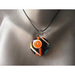 Black/orange/turquoise "Mondrian" pendant