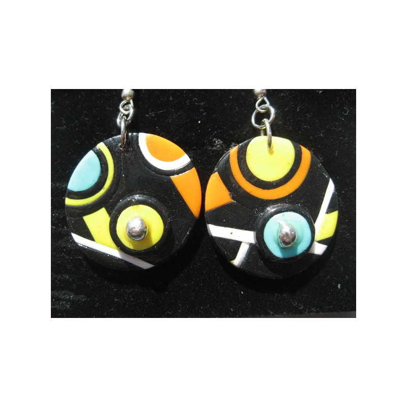 Black/yellow "Mondrian" earrings