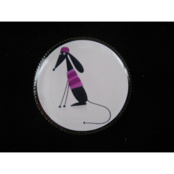 BROCHE fantaisie, Mode canine fuchsia, sertie en résine