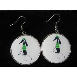 Earrings, Fashion canine green, resin set