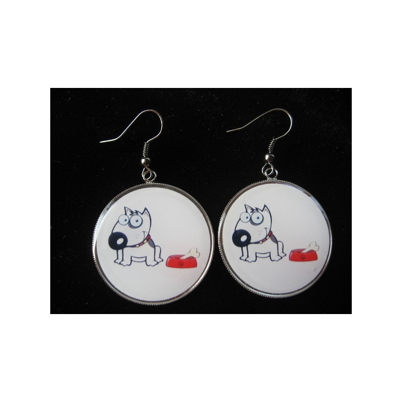 Fancy earrings, Do not touch my bone, set with resin