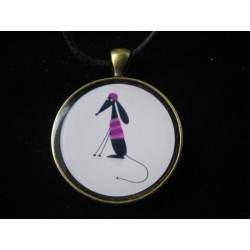 Fashion dog pendant fuchsia, resin set