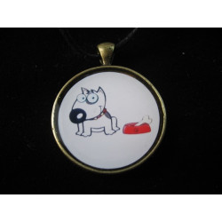 PENDENTIF fantaisie, Touche pas à mon os, sertie en résine