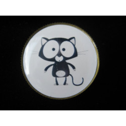 BROCHE fantaisie, Chat noir Cartoon, sertie en résine