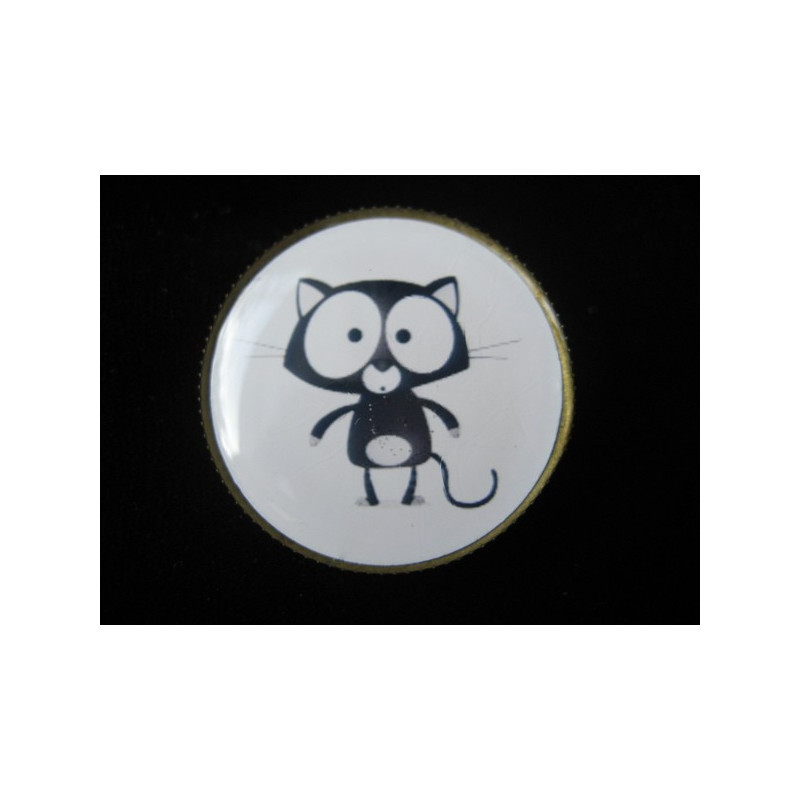 Fancy brooch, Cartoon black cat, set with resin