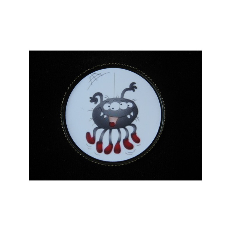 Fancy brooch, cartoon spider, set with resin