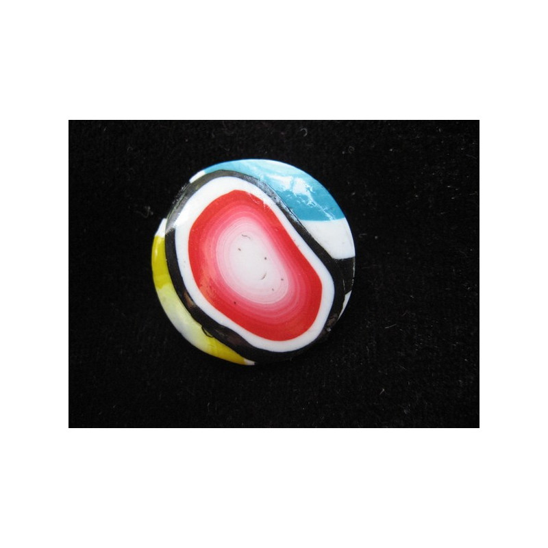 Petite bague ronde pop blanche/multicolore