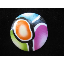 Grande bague ronde pop blanche/multicolore