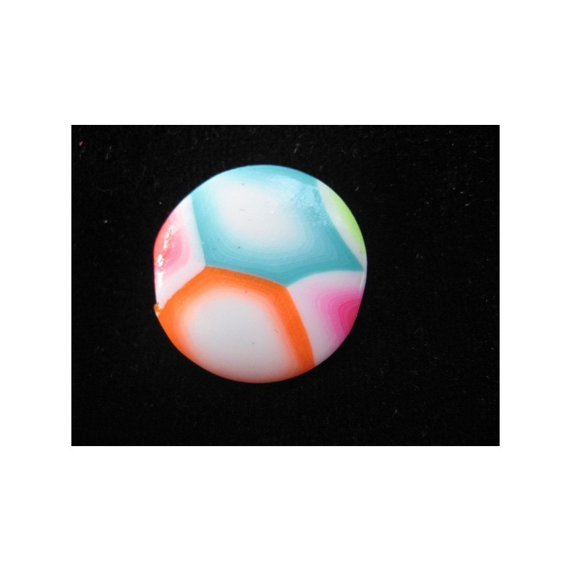 Petite bague pop, blanche/multicolore, en fimo