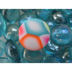 Petite bague pop, blanche/multicolore, en fimo