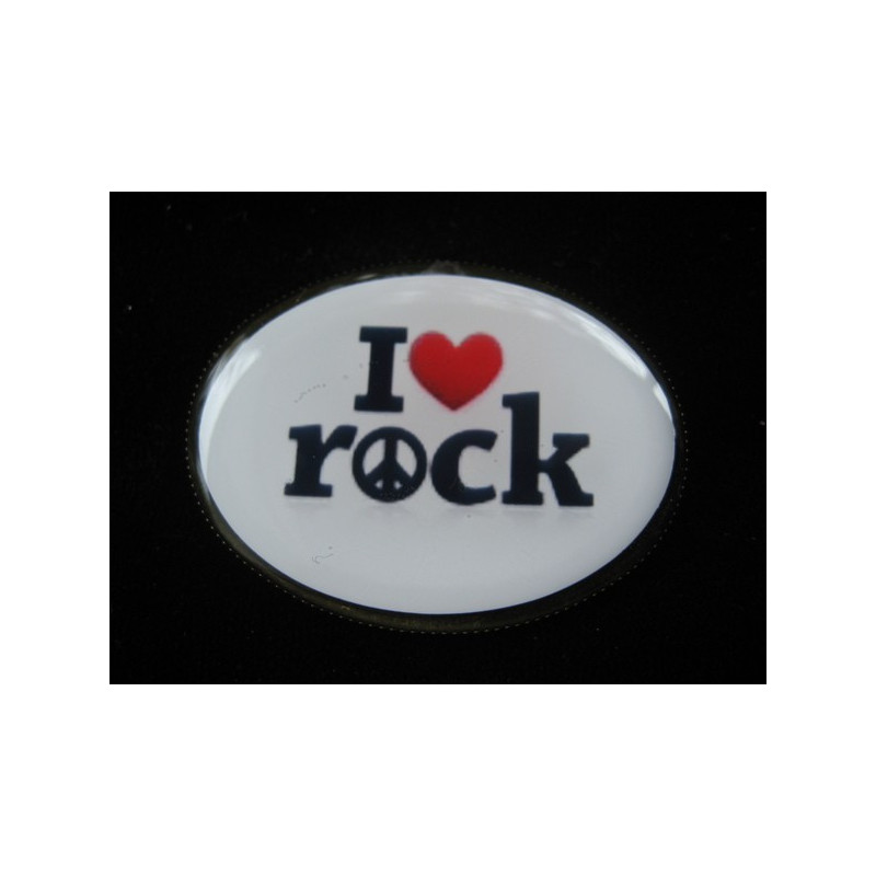 BROOCH oval, I love Rock, resin set
