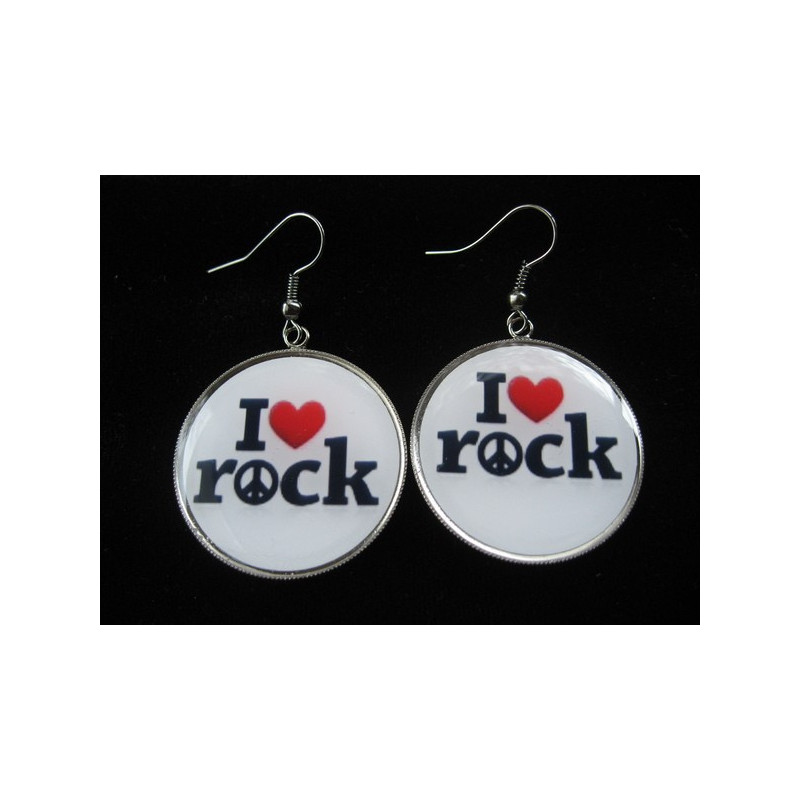 Earrings, I love Rock, resin set