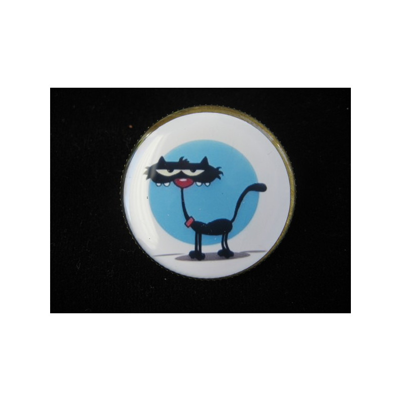 Fancy brooch, cartoon cat, set with resin