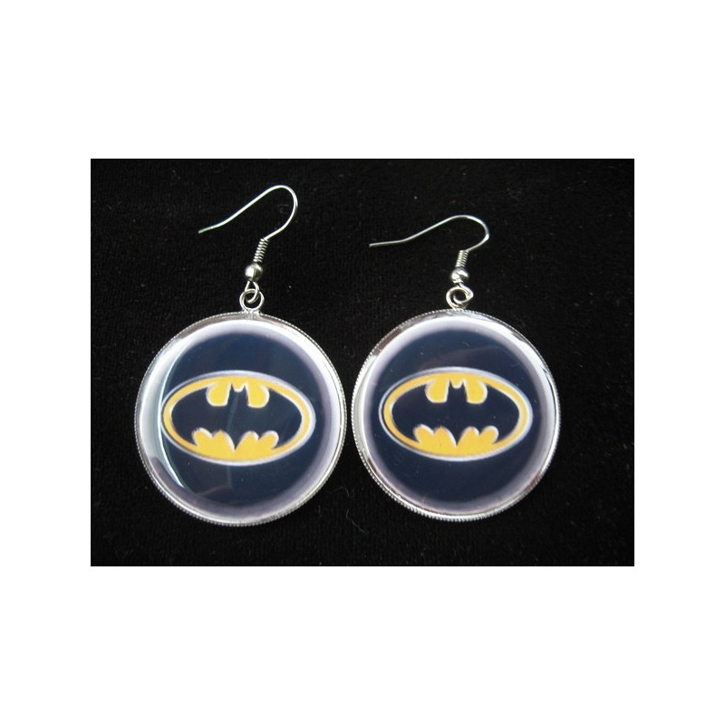 Vintage earrings, Batman, set in resin