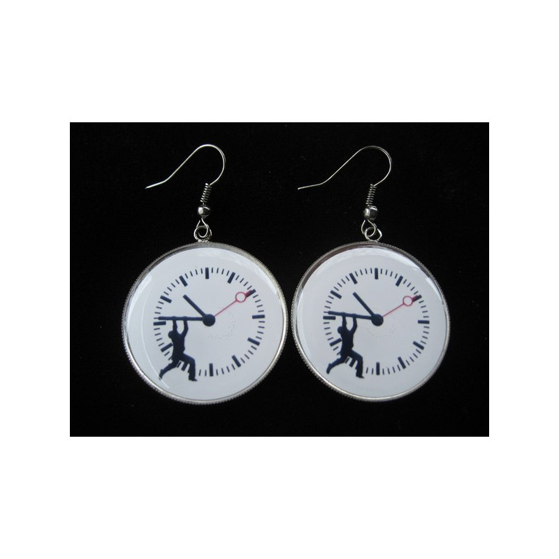 Fancy earrings, Race against time, set in resin