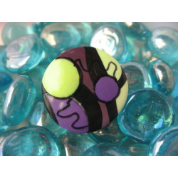 Grande bague pop, prune/vert anis, en fimo