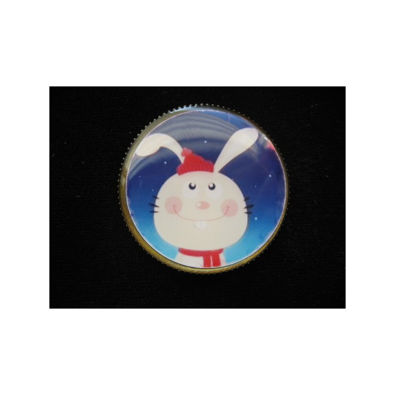 BROCHE fantaisie, lapin de Noël, sertie en résine