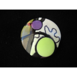 Large pop ring, purple / green, in fimo