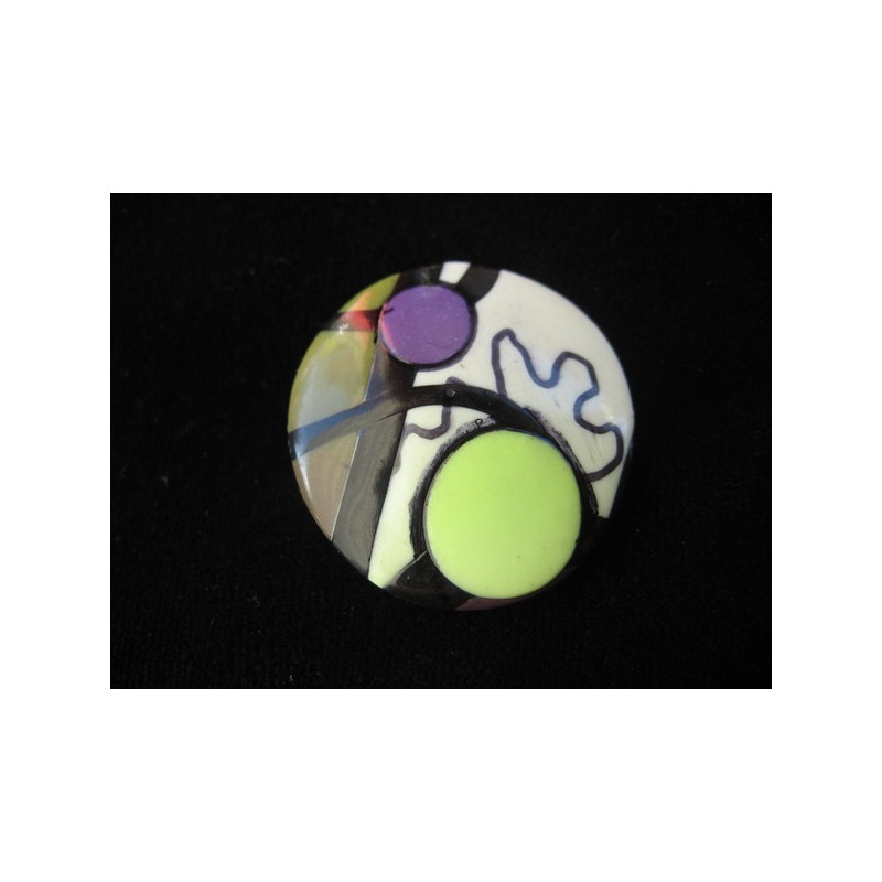 Grande bague pop, prune/verte , en fimo