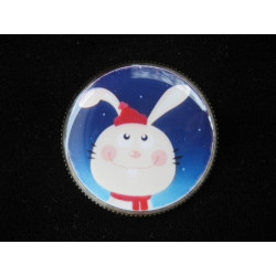 BAGUE fantaisie, lapin de Noël, sertie en résine