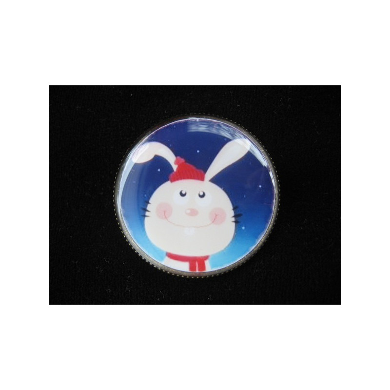 Fancy RING, Christmas bunny, set with resin