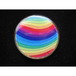 Broche pop, Arc-en-ciel multicolore, sertie en résine