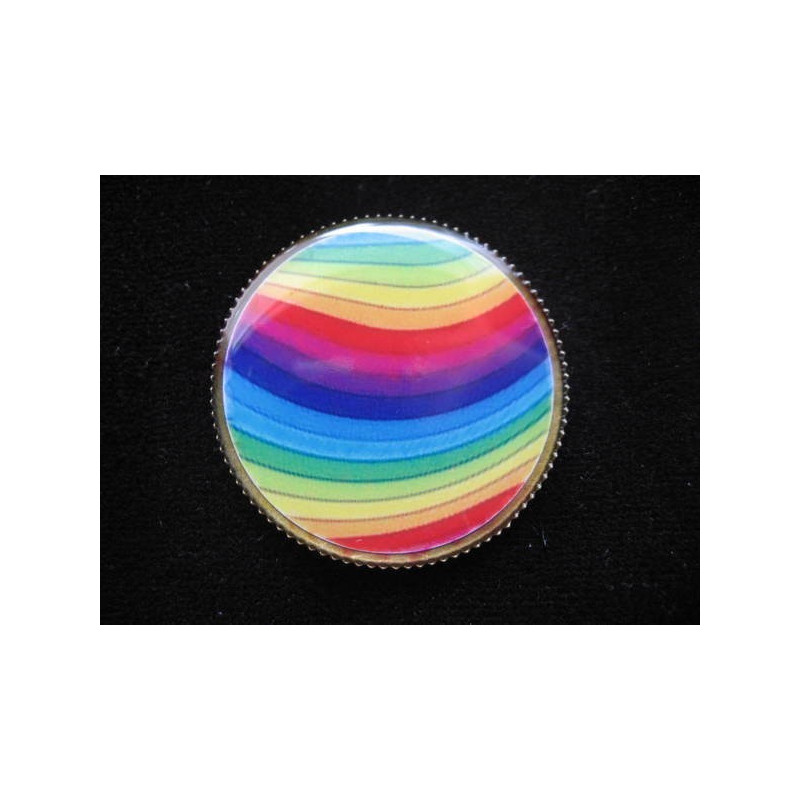 Pop brooch, multicolored rainbow, set with resin