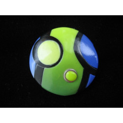 Grande bague pop, verte/bleue, en fimo