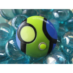 Grande bague pop, verte/bleue, en fimo