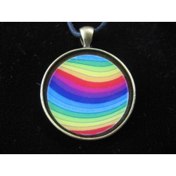 Pop pendant, multicolored rainbow, set in resin