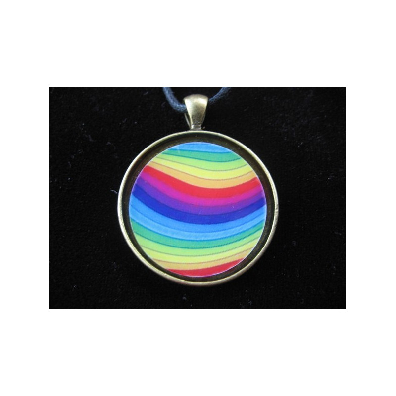 Pop pendant, multicolored rainbow, set in resin