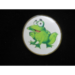 Fancy brooch, charming toad, set with resin