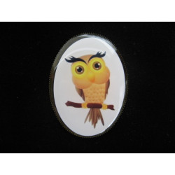 Fancy oval brooch, My owl, set in resin