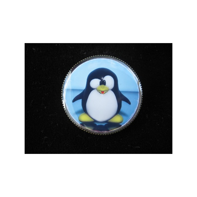 Fancy RING, Cartoon Penguin, set with resin